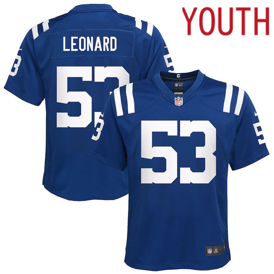 Youth Indianapolis Colts 53 Darius Leonard Nike Royal Game Player NFL Jersey